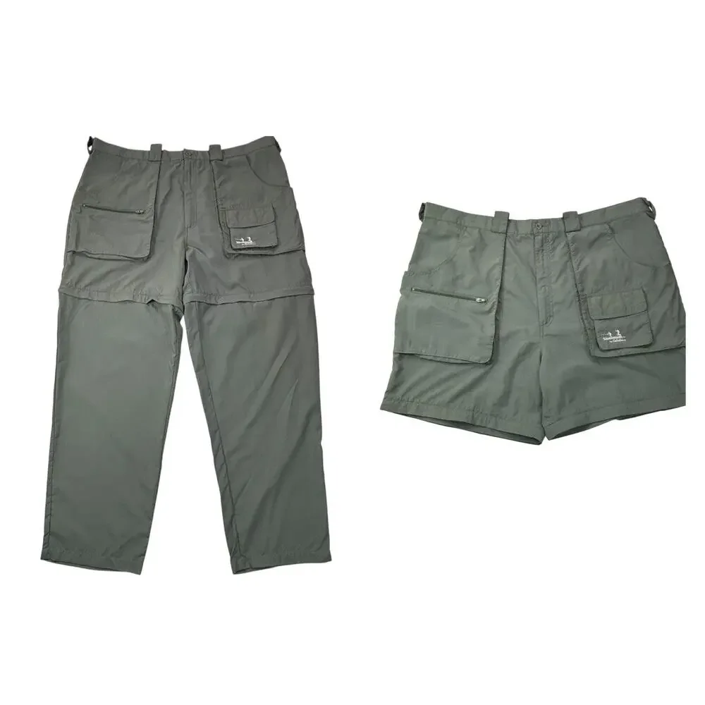 Cabelas Guidewear Convertible Zip Off Pants Men XL Green Fishing Camping Hiking‎